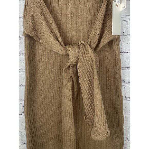 NWT GOOD AMERICAN Womens' Taupe Ribbed Sleeveless Sweater Dress Size 3 $149. - Picture 3 of 9